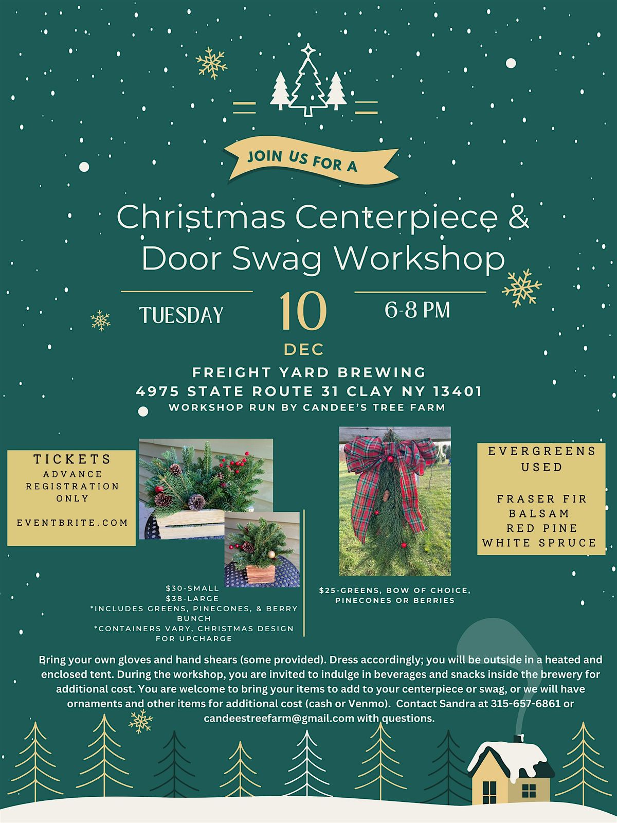 Christmas centerpiece and door swag workshop