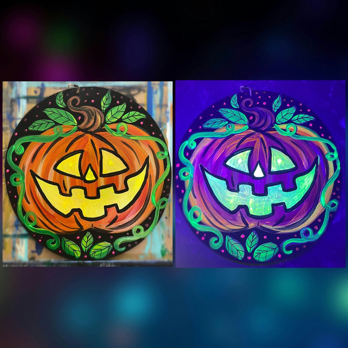 Jack o Lantern Door Hanger - Black Light Painting Class