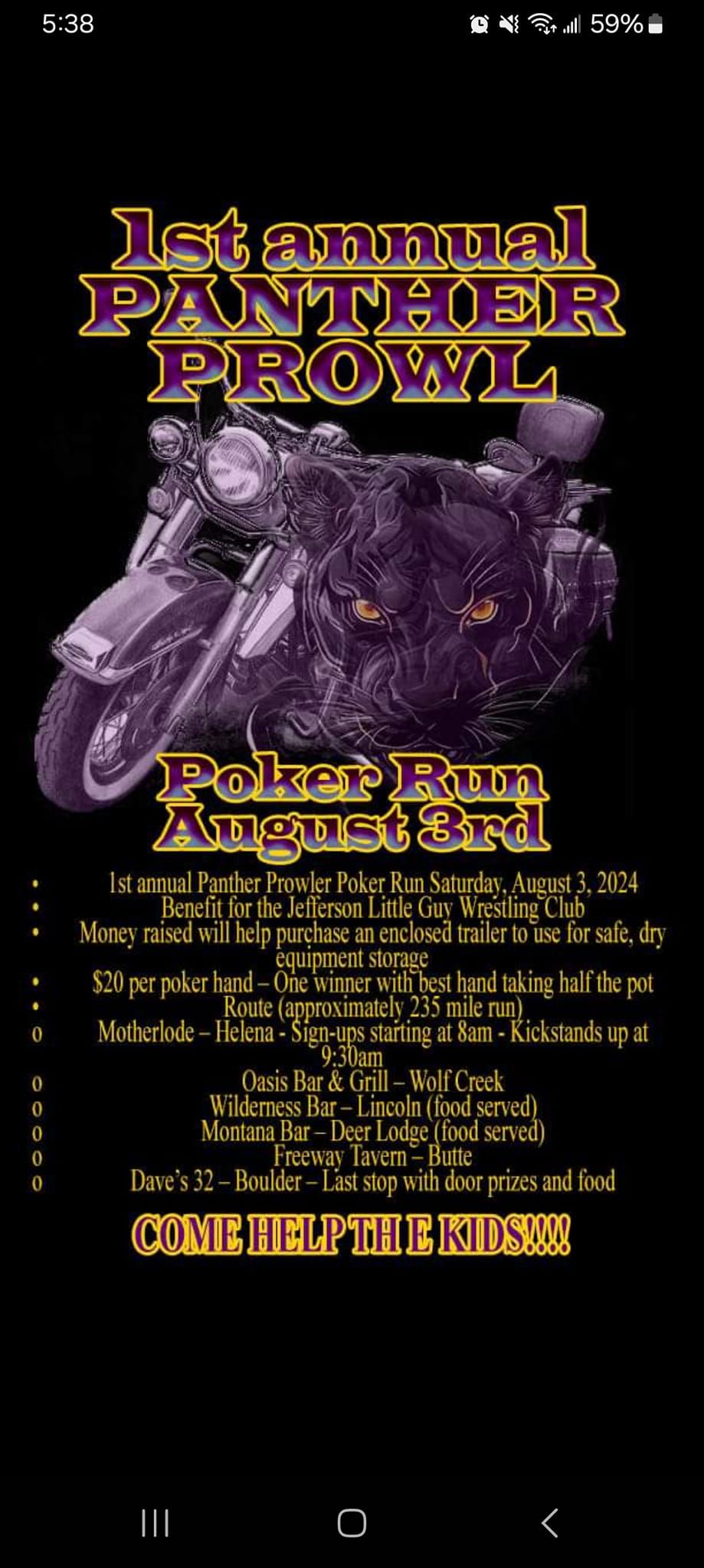 First Annual Panther Prowl Poker Run