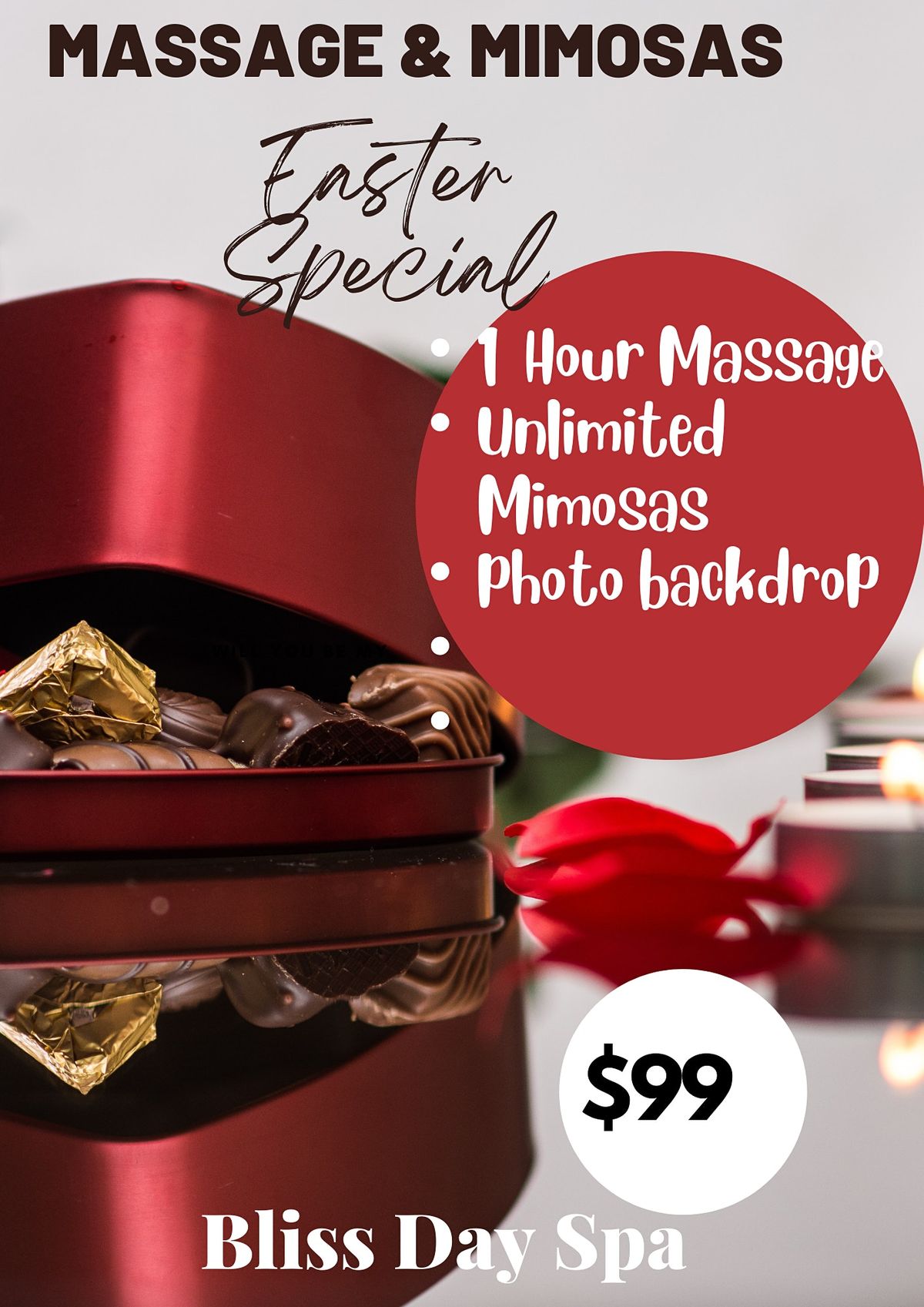 MASSAGE & MIMOSAS BY BLISS DAY SPA
