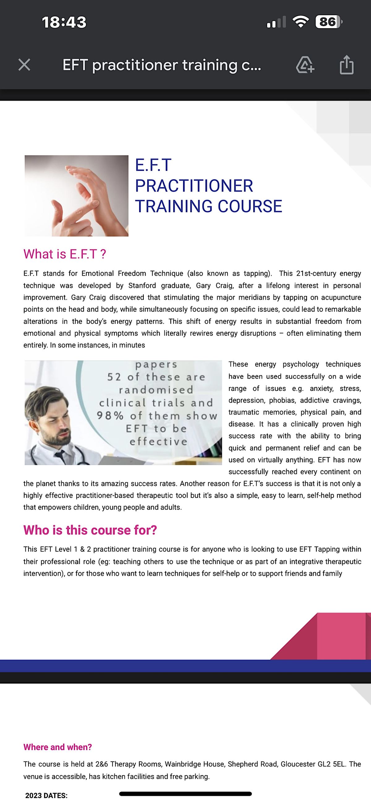 EFT Practitioner course