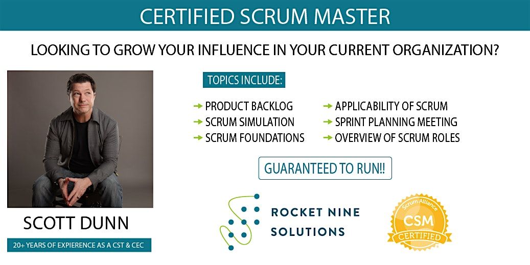Scott Dunn|Austin - In Person!|Certified Scrum Master |CSM|July 25th-26th