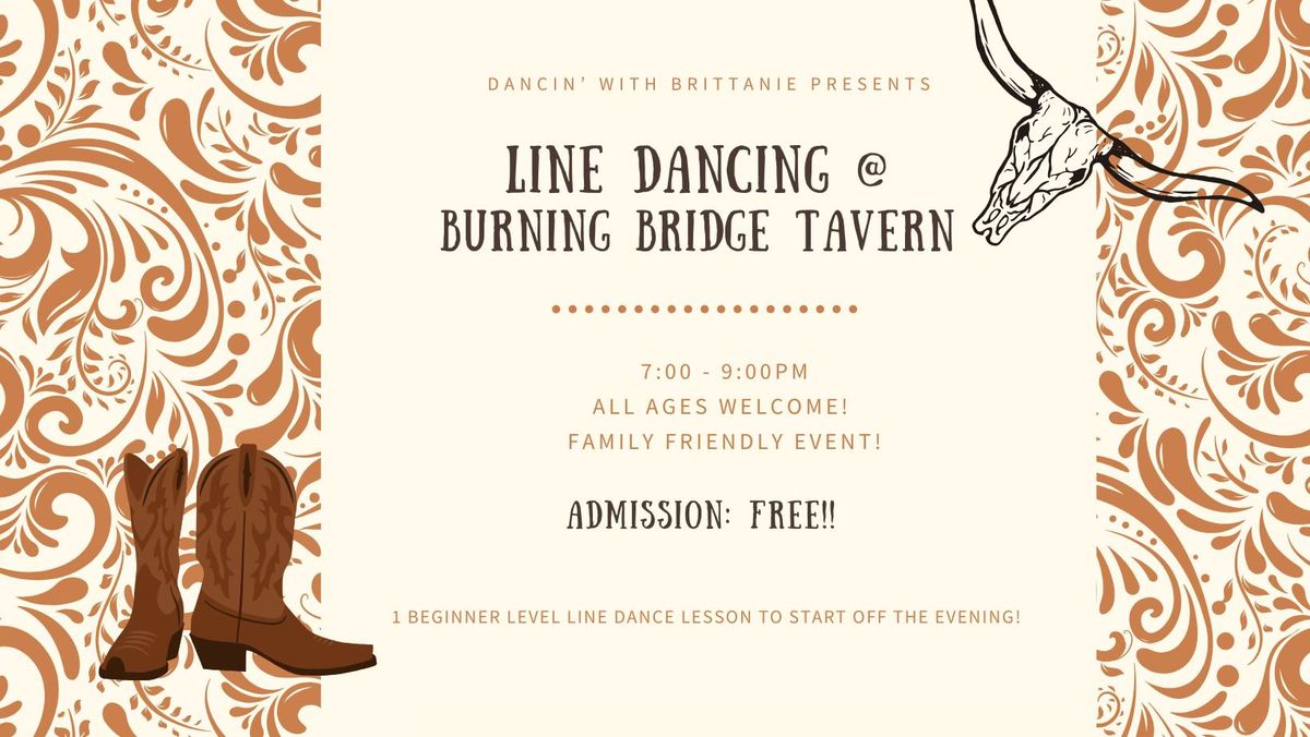 Burning Bridge Tavern FREE All Ages Line Dance Lesson & Open Dance