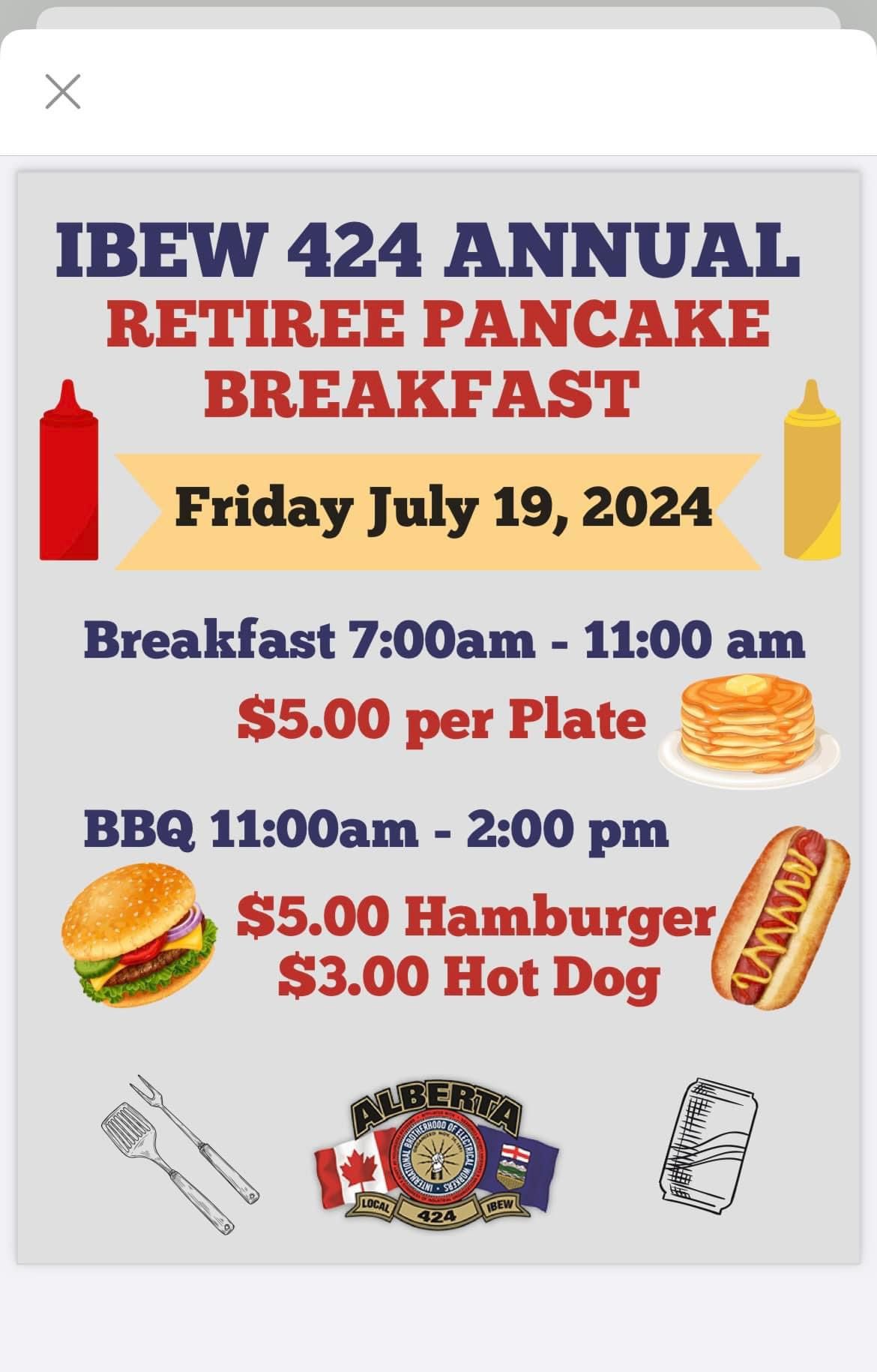 Annual IBEW 424 Pancake Breakfast 