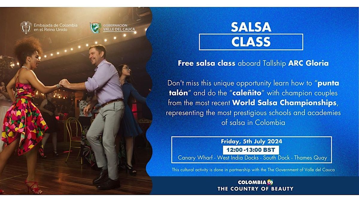 Free salsa class abord Tallship ARC Gloria- Round B