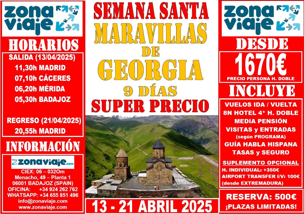 SEMANA SANTA 2025 || MARAVILLAS de GEORGIA 9 D\u00cdAS (13 - 21 ABRIL 2025)