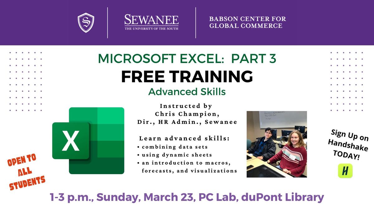 Microsoft Excel: Part 3, Advanced Skills Workshop