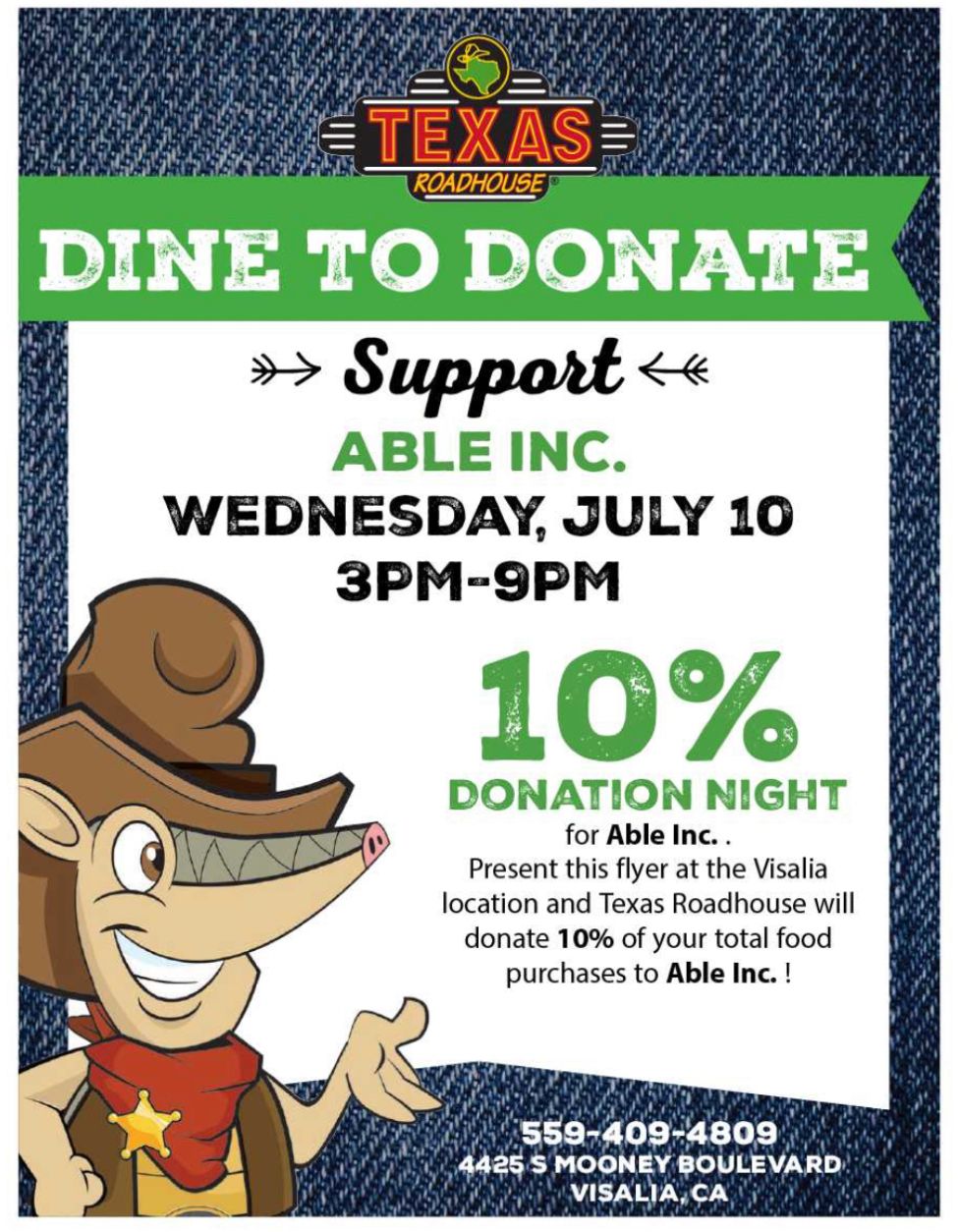 Dine To Donate at Texas Roadhouse!