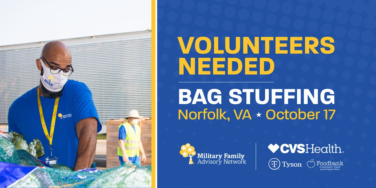 Hampton Roads Military Family Food Distribution Bag Stuffing Volunteers