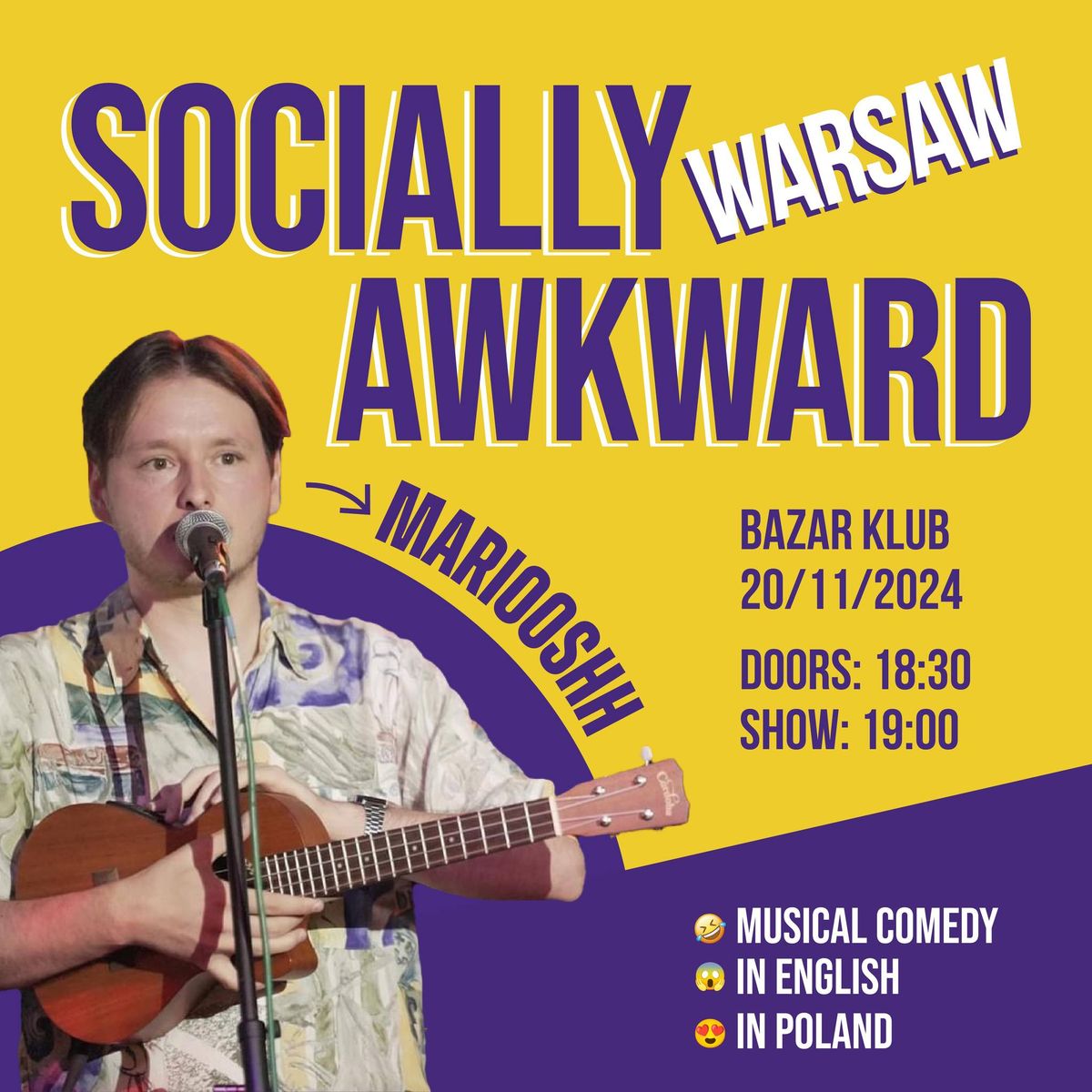 Musical Stand-up Comedy in ENGLISH \u2022 Warsaw \u2022 \u201cSocially Awkward\u201d \u2022 Mariooshh