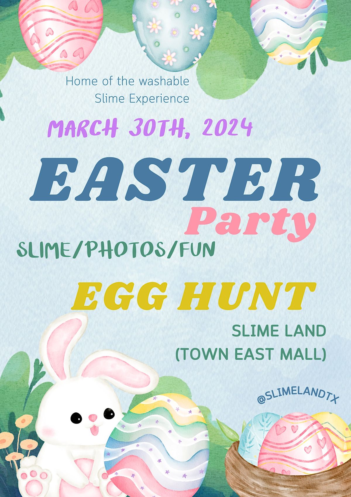 Easter Bunny at Slime land with an egg hunt