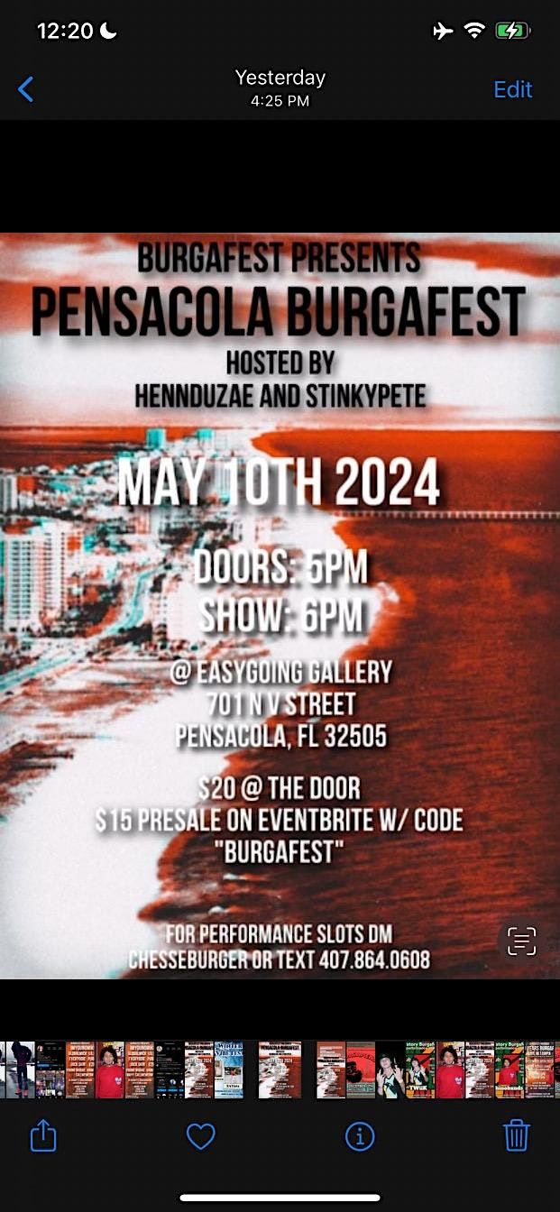 burgafest pensacola Artist showcase may 10th (All Genres Welcomed)