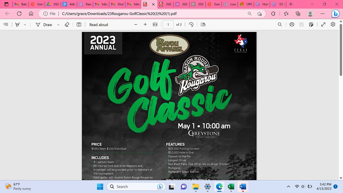 2023 Baton Rouge Rougarou Golf Classic