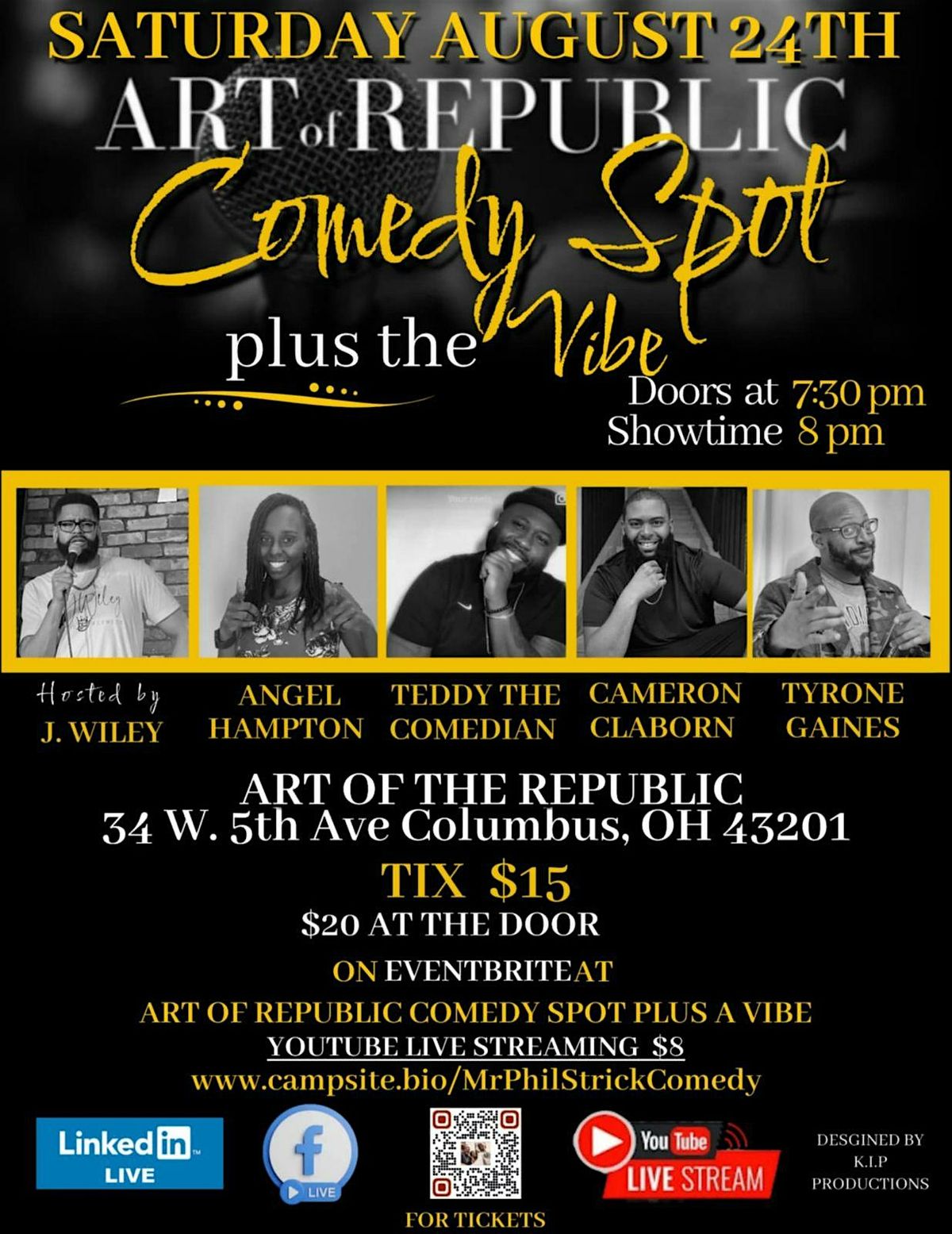 Art of Republic - Comedy Spot plus the Vibe - Saturday 9.21. 2024 - 8pm