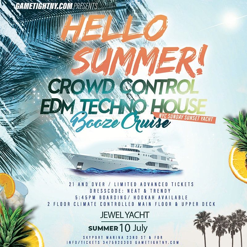 Sunday Sunset Crowd Control Edm House Jewel Party Cruise  Skyport Marina