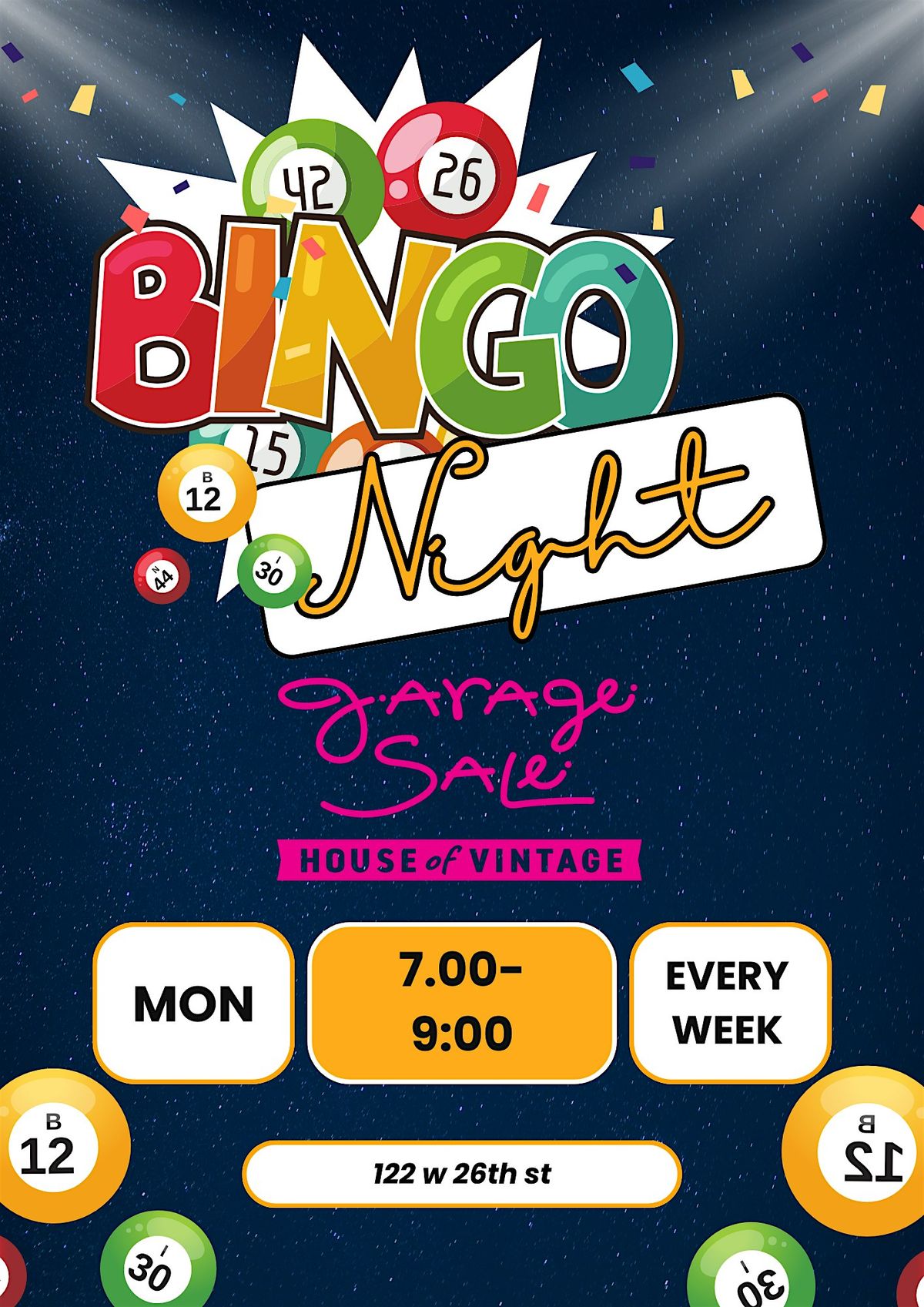 Bingo Mondays at Garage Sale Vintage