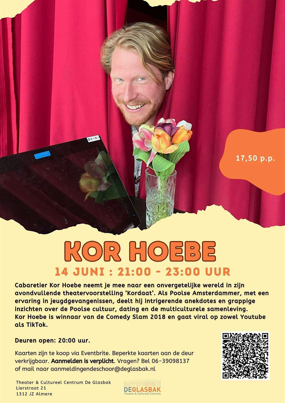Cabaretier Kor Hoebe- 'Kordaat' in theater De Glasbak