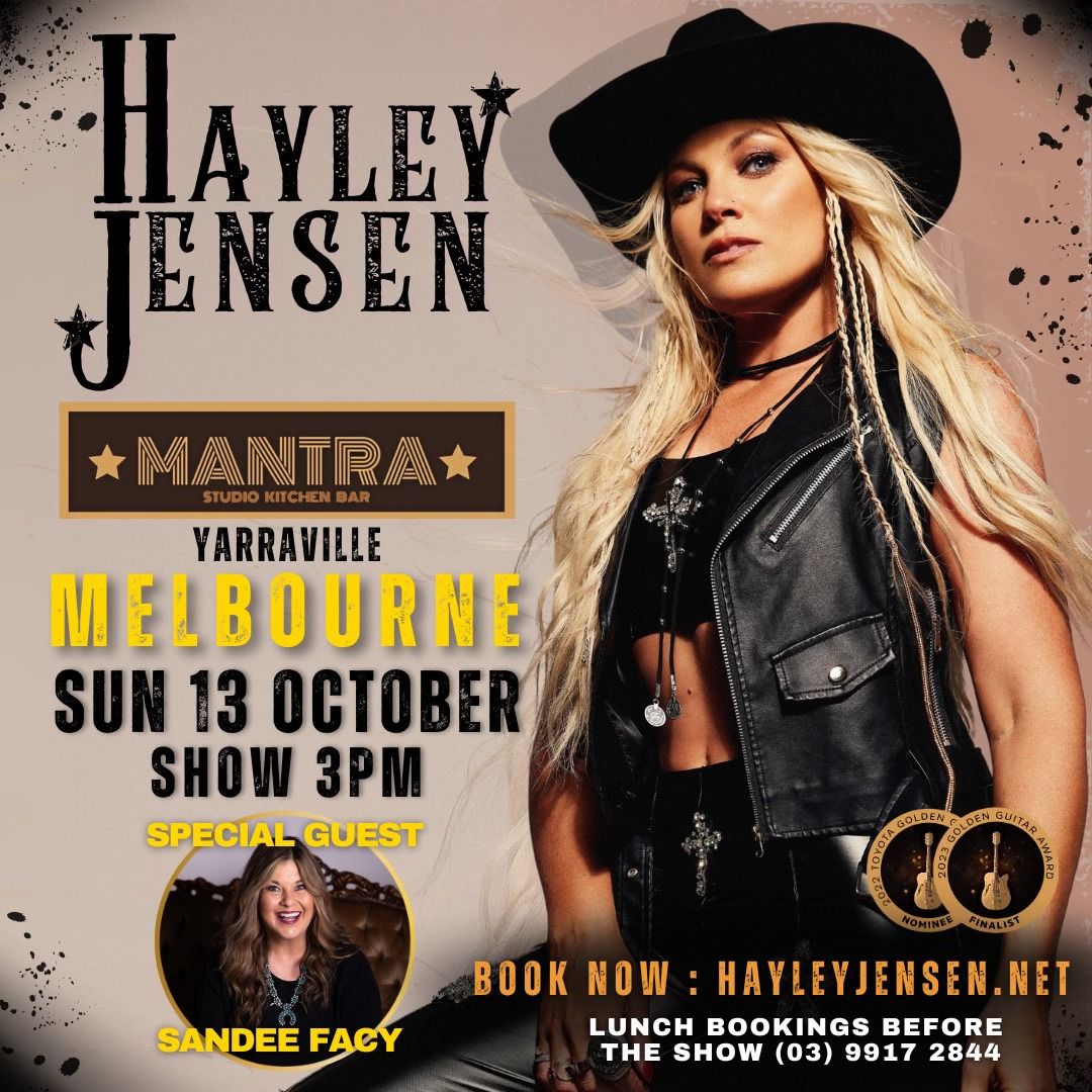 HAYLEY JENSEN AT MANTRA STUDIO (with Sandee Facy) ON SUNDAY 13 OCTOBER FROM 3.00PM 