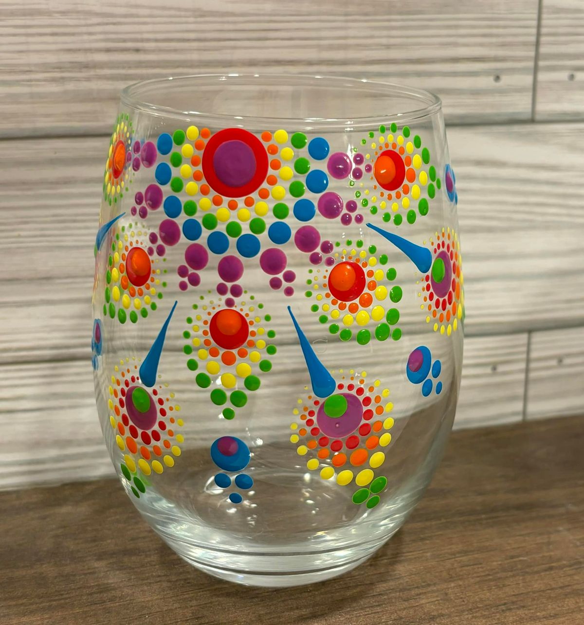 Rainbow Bright Stemless Wine Glass Class