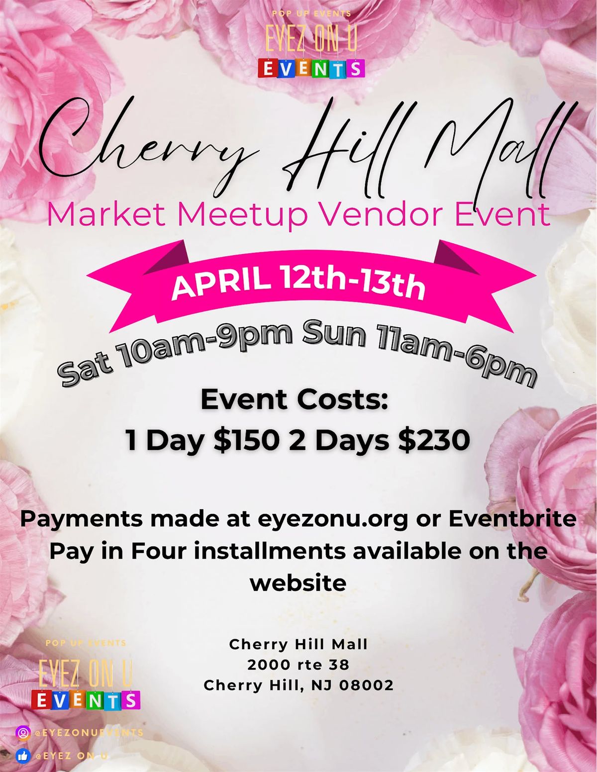 Cherry Hill Mall Market Meetup Vendor Event