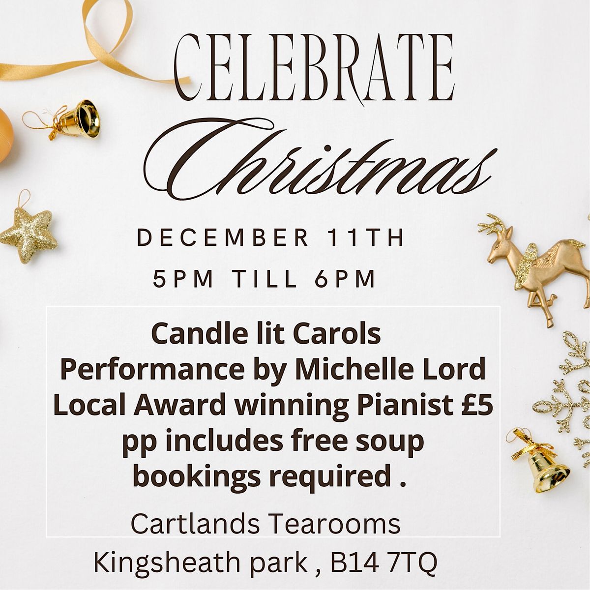 Candle lit carols with Award winning pianist Michelle Lord