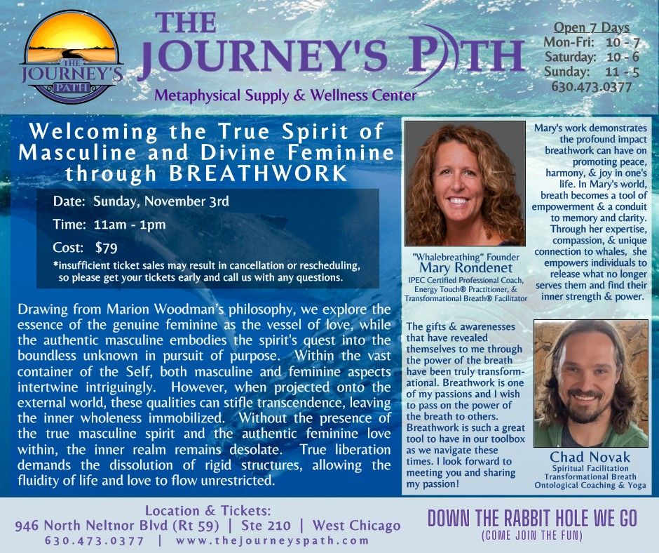 Sacred Union Breathwork:  Balancing Inner Masculine \/ Feminine with Mary Rondenet & Chad Novak