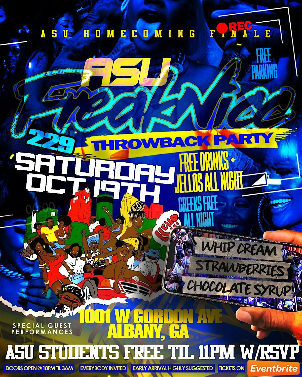 ASU FREAKNIK THROW BACK PARTY SATURDAY OCTOBER 19TH HOMECOMING FINALE