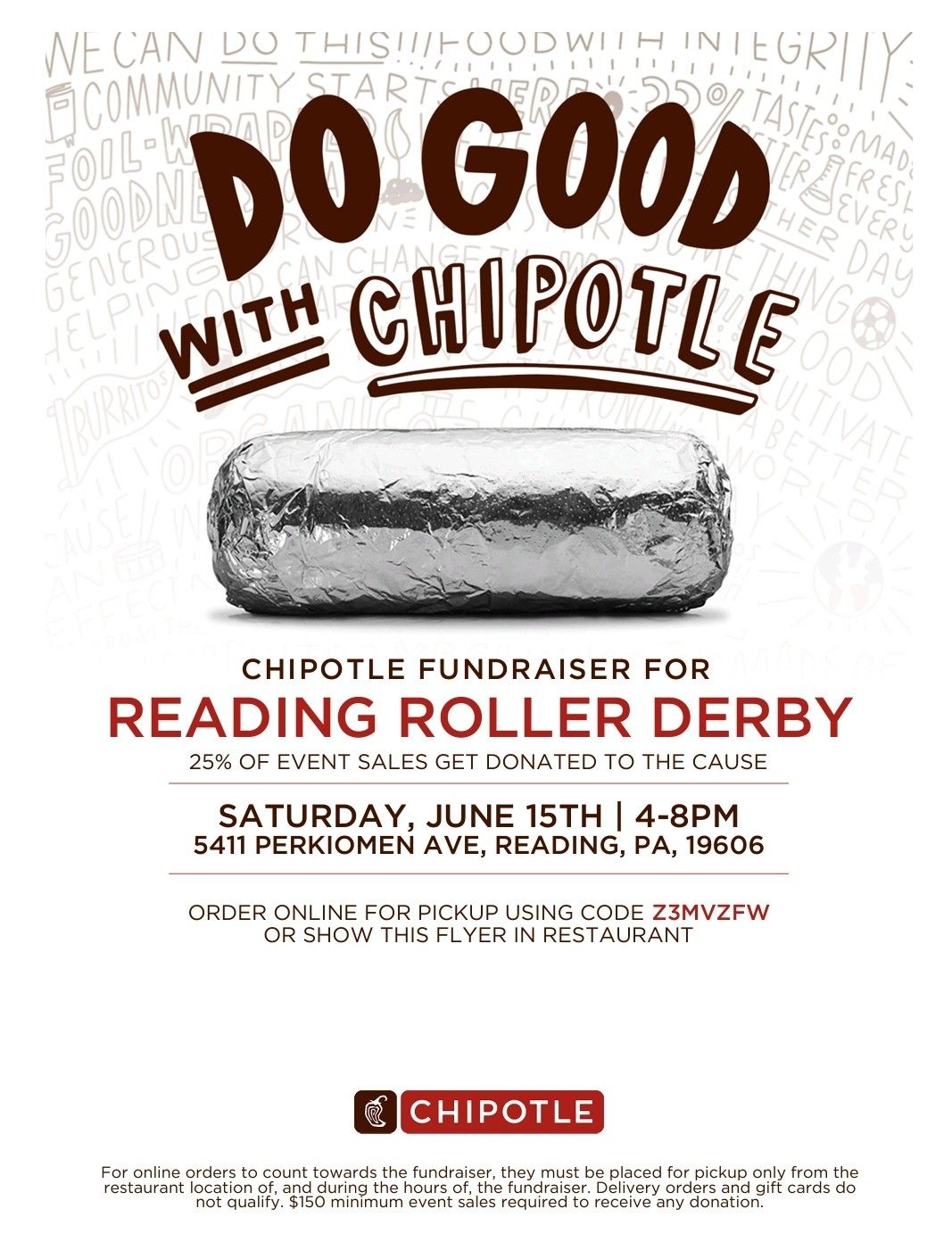 Chipotle Fundraiser for Reading Roller Derby