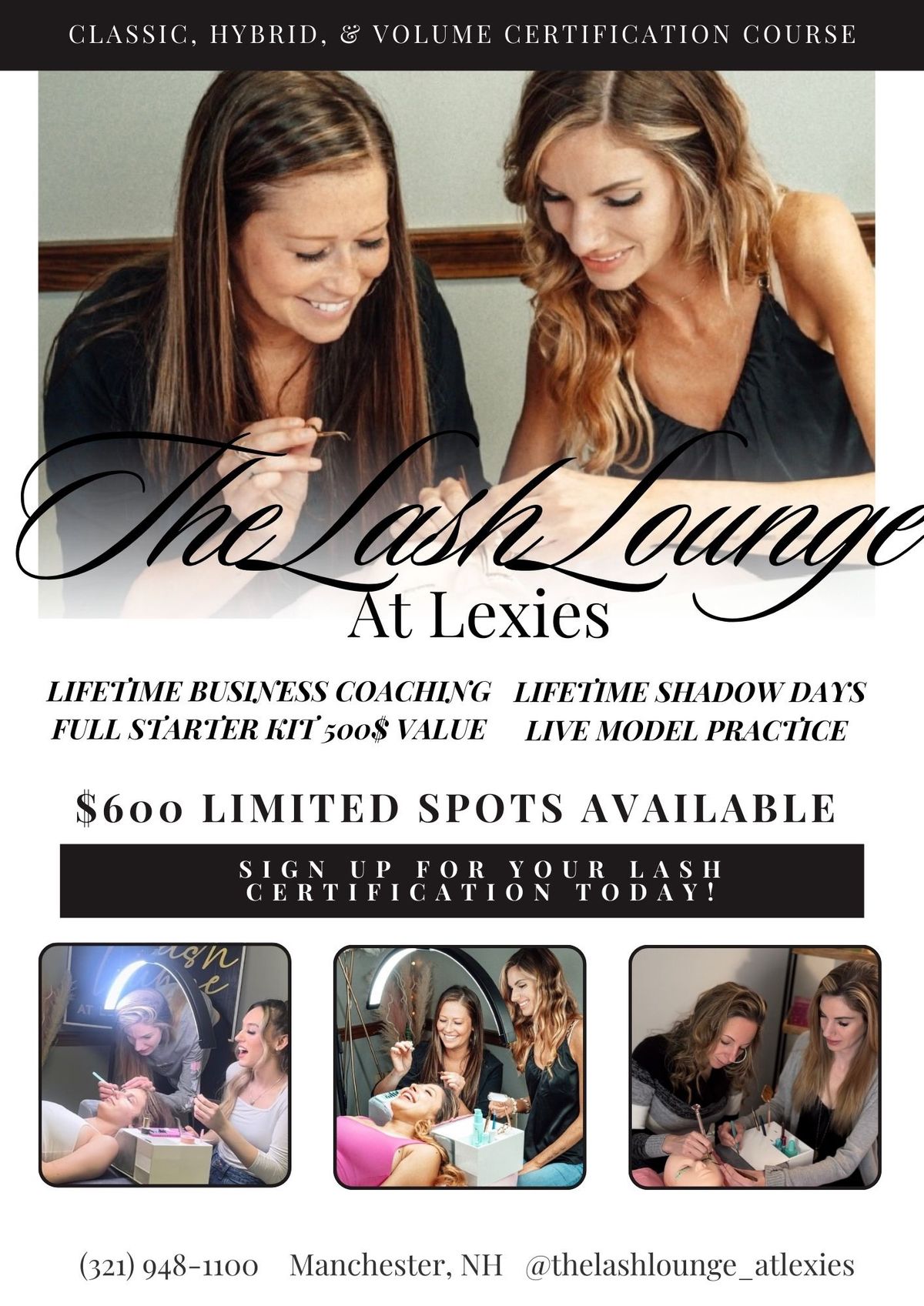 The lash lounge at Lexies certification course 