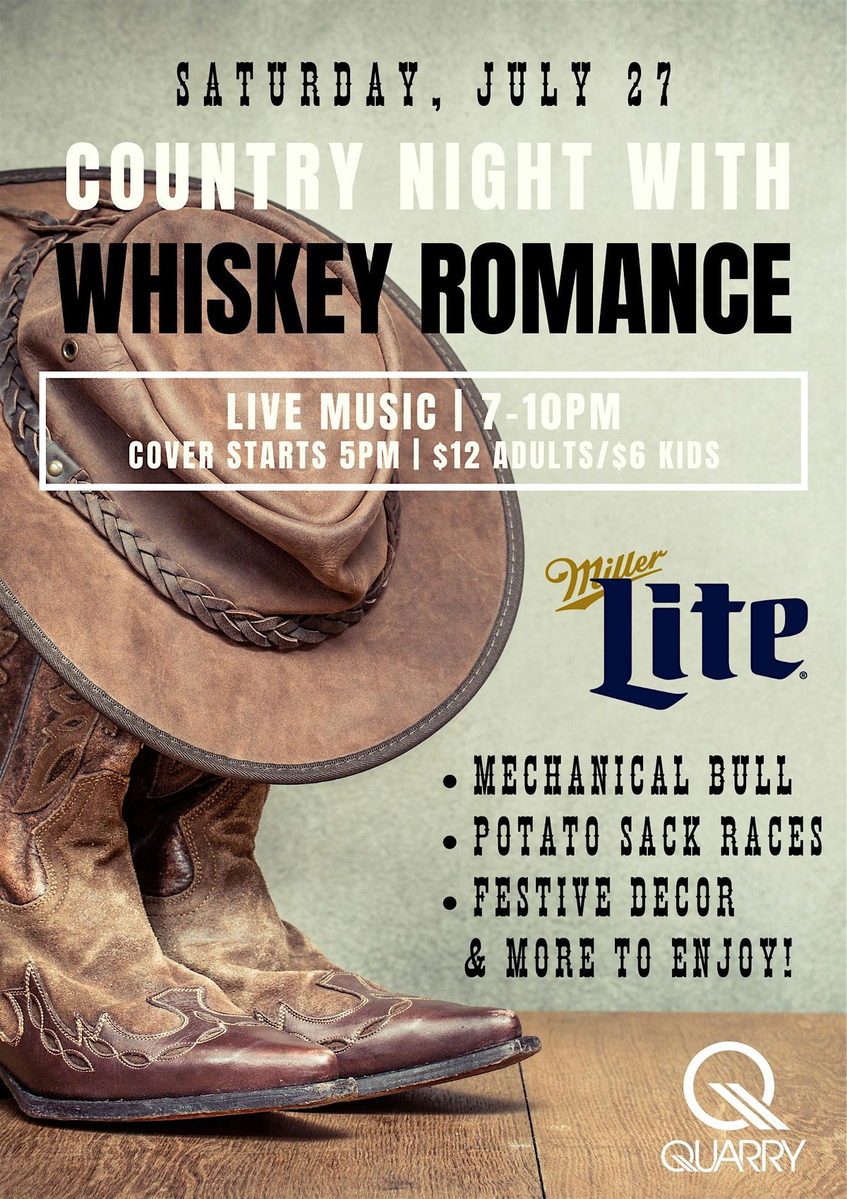 QUARRY Country Night w\/Whiskey Romance and Mechanical Bull