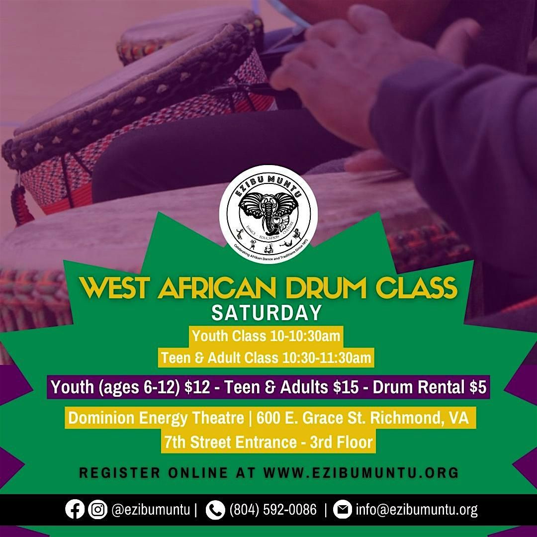 Ezibu Muntu's Saturday Teen\/Adult West African Drum Class