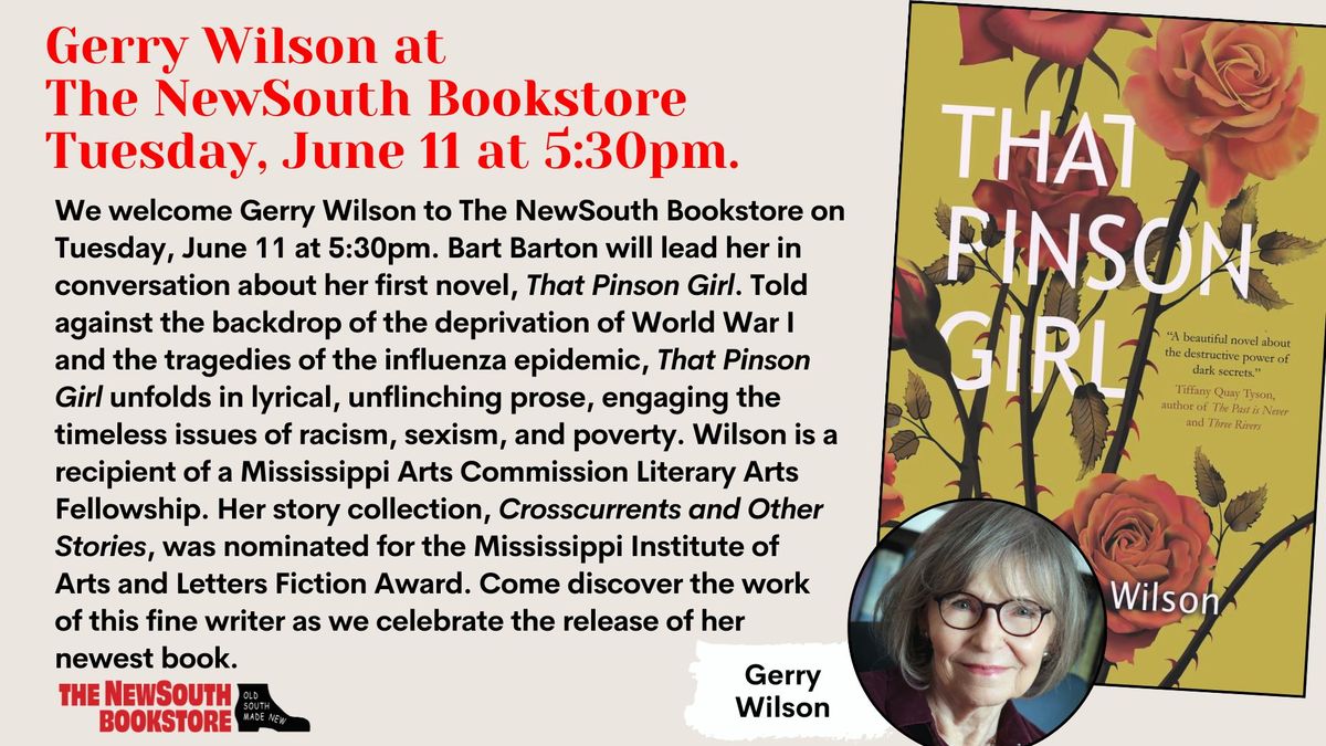 Gerry Wilson at The NewSouth Bookstore Tuesday, June 11 at 5:30pm!