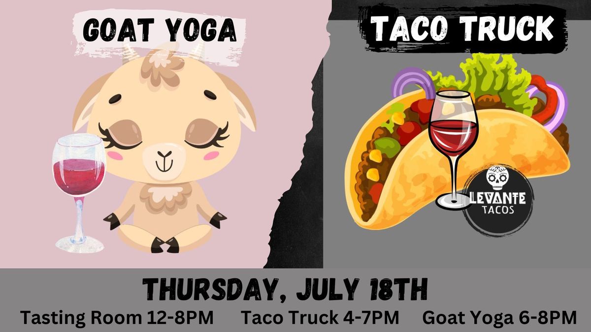 Wine and Tacos with Goat Yoga