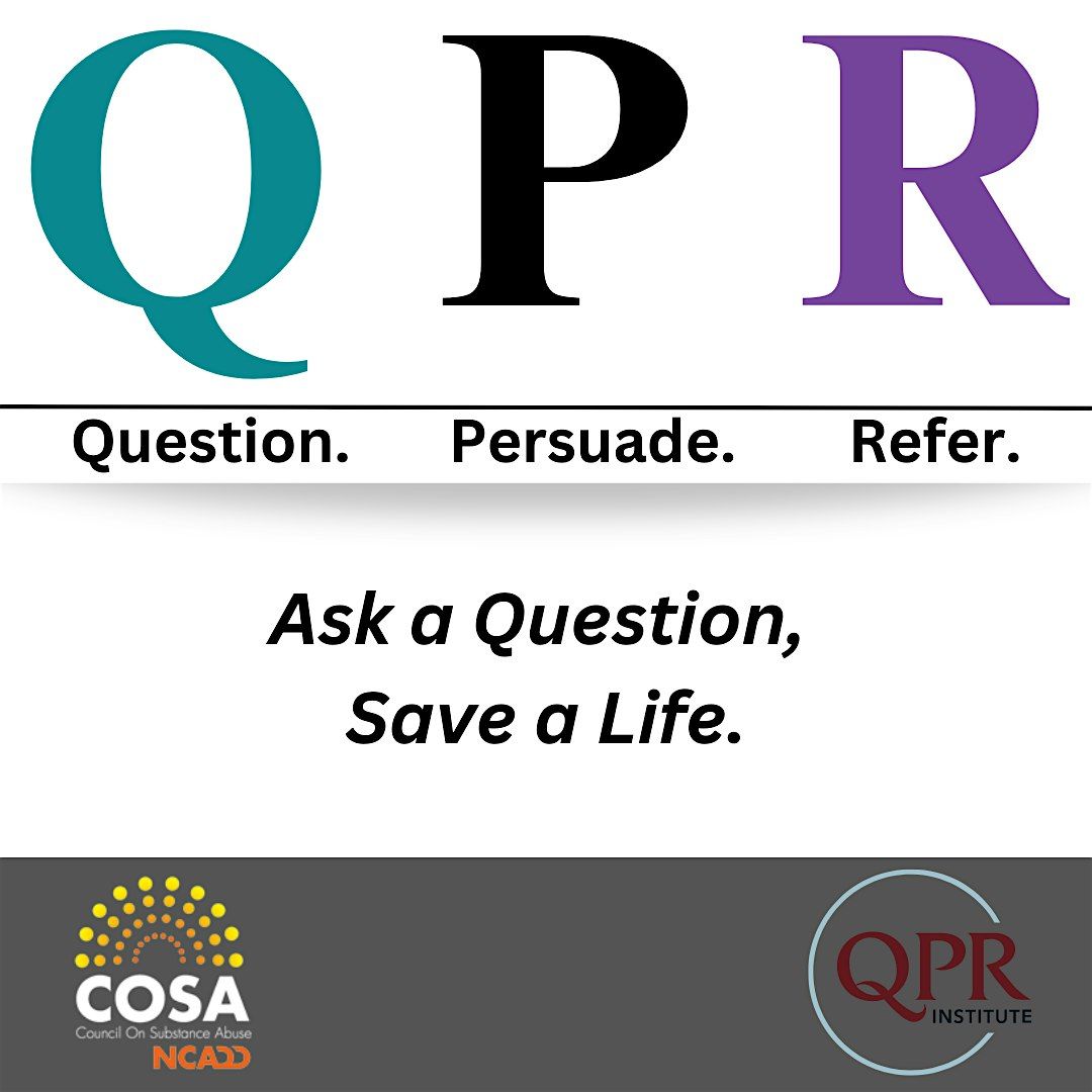 FREE Suicide Prevention QPR Gatekeeper Training (in-person)