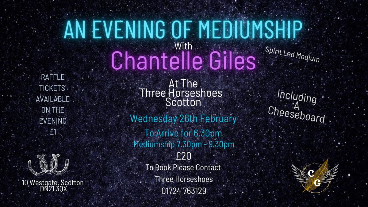 An Evening Of Mediumship With Chantelle Giles - Including A Cheeseboard