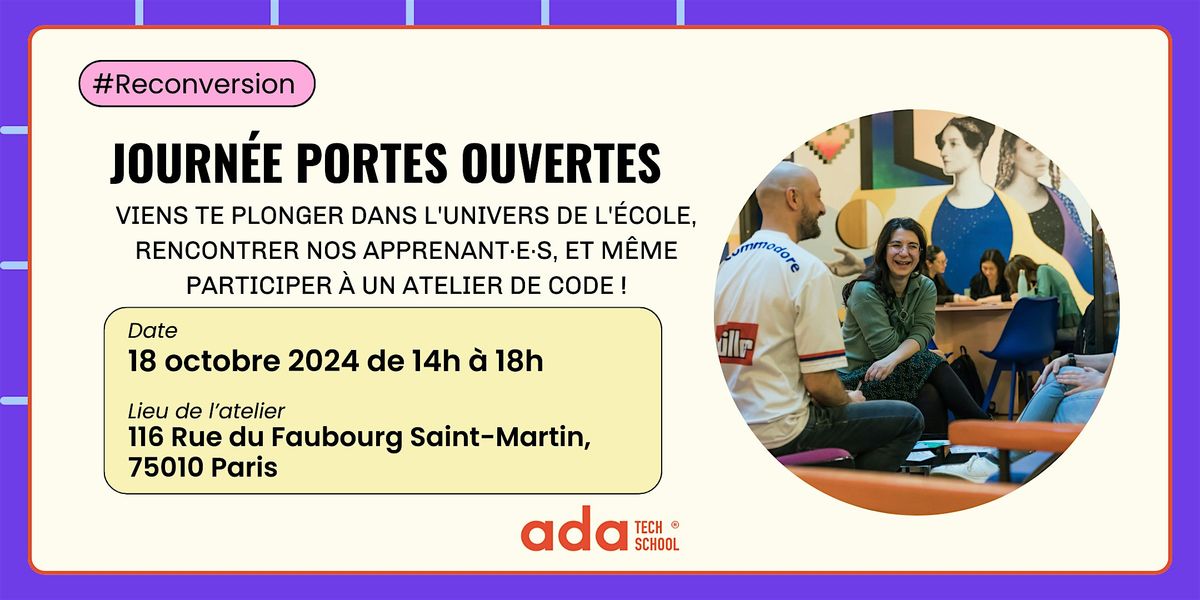 Journ\u00e9e Portes Ouvertes - Ada Tech School Paris 10\/24