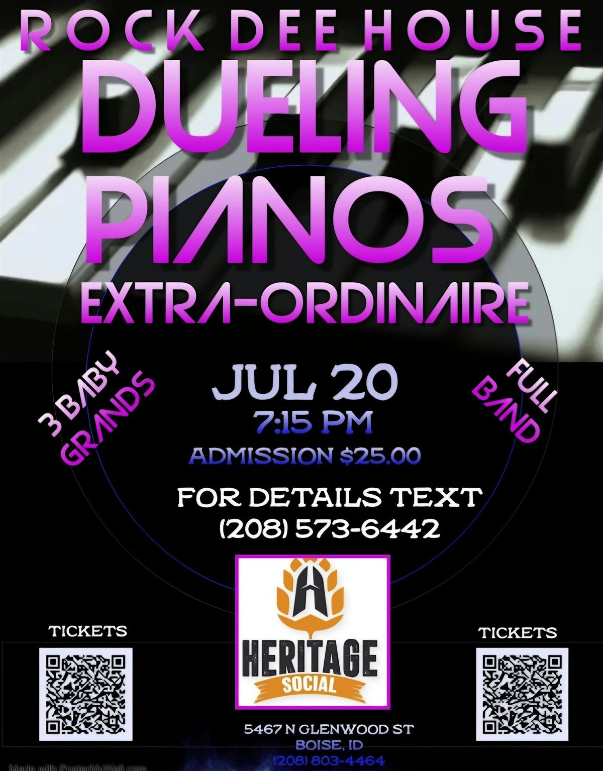 ROCK DEE HOUSE DUELING PIANOS BAND @ Heritage Social Club