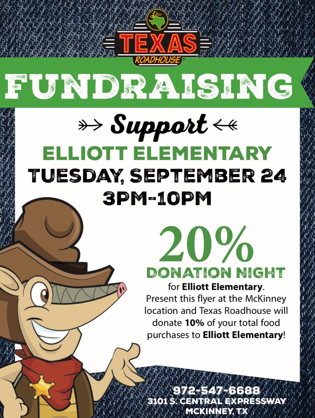 Elliott Spirit Night @ Texas Roadhouse!!