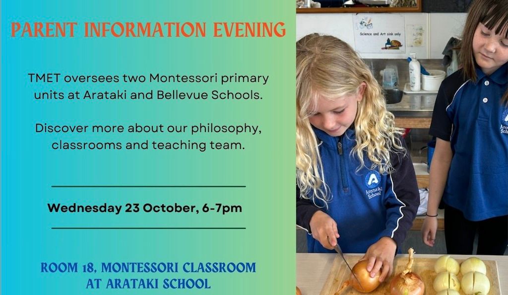 Montessori Primary: Parent Information Evening Wed 23rd Oct 6-7pm