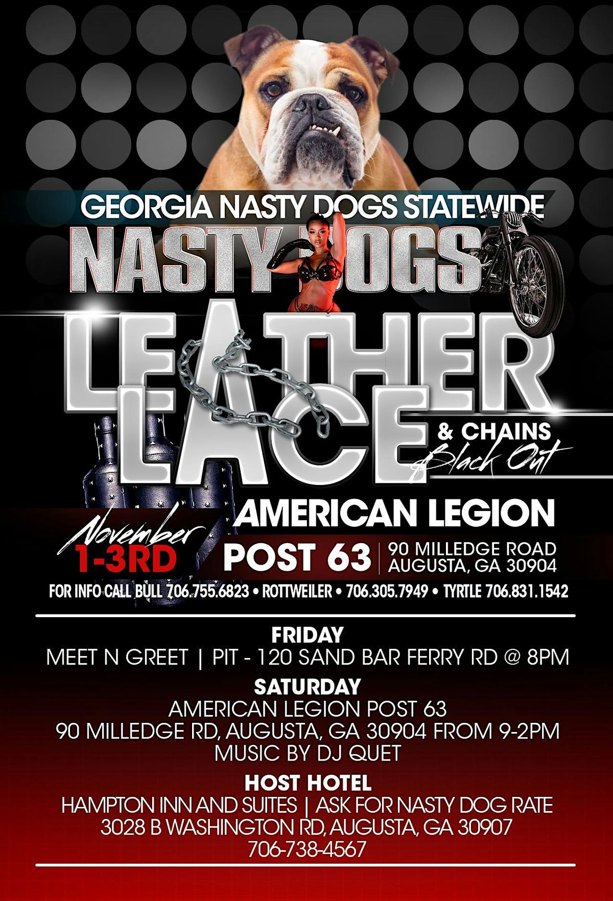 Georgia Nasty Dogs Mc Leather Lace N Chains Black Out