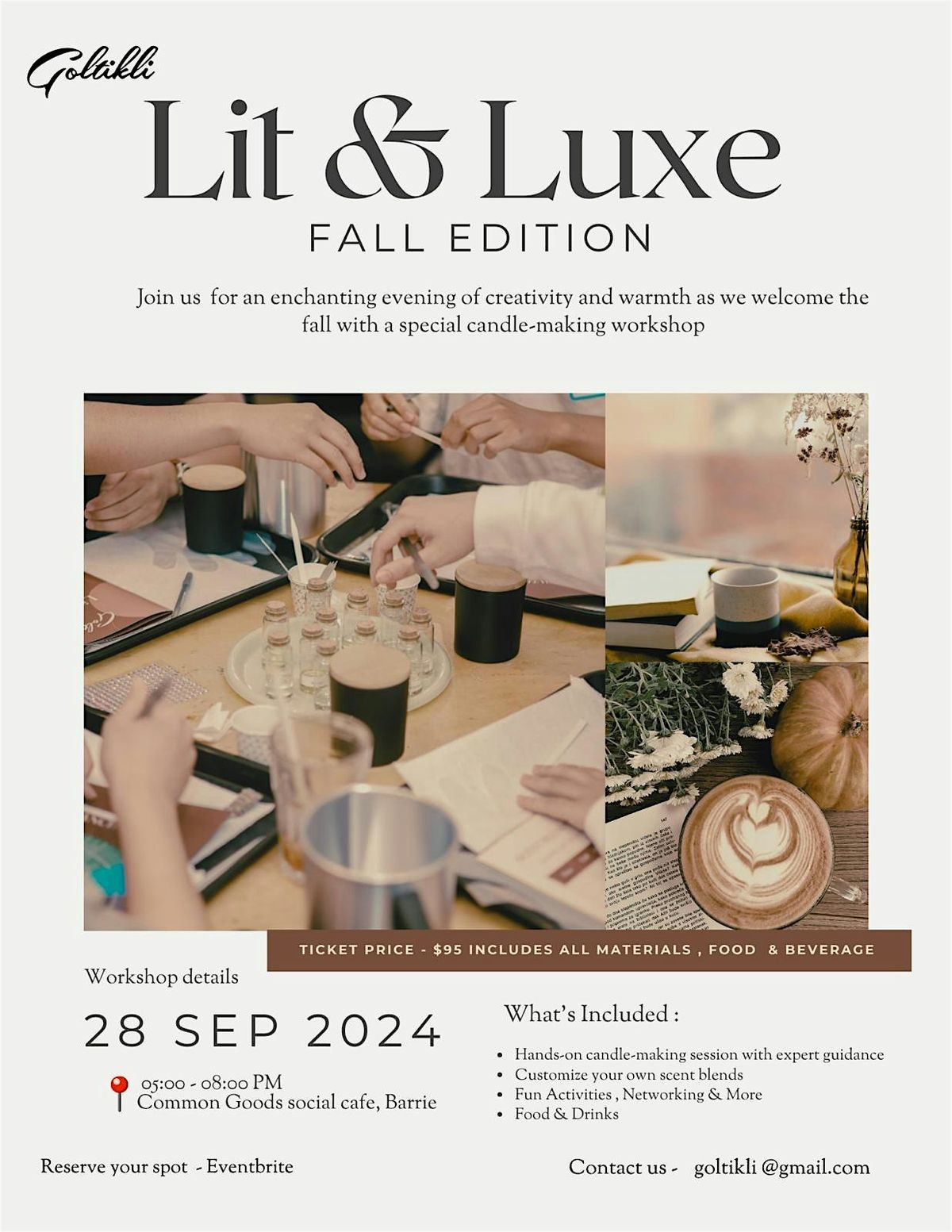 LIT AND LUXE (FALL EDITION) - Modern Candle Making Experience