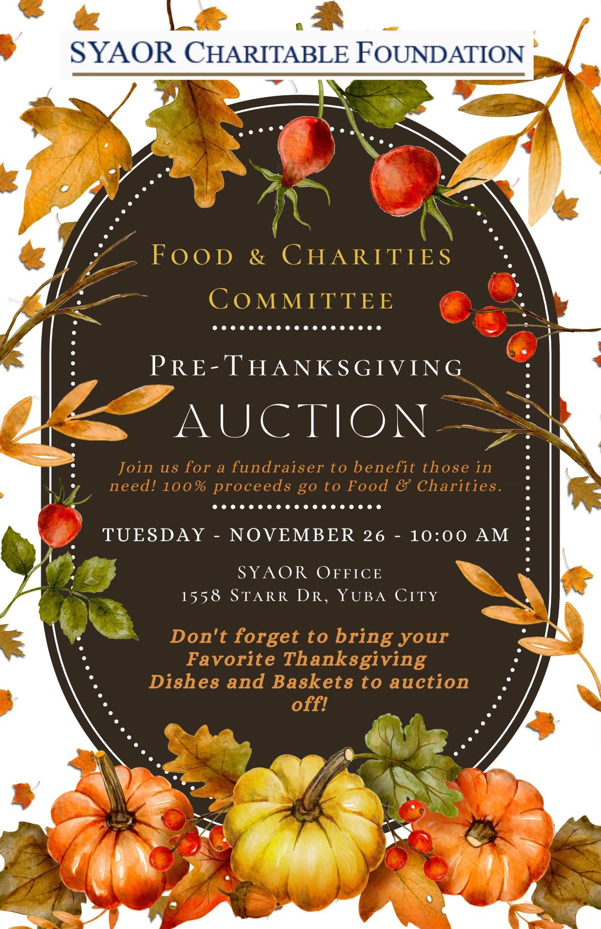 Pre-Thanksgiving Auction 