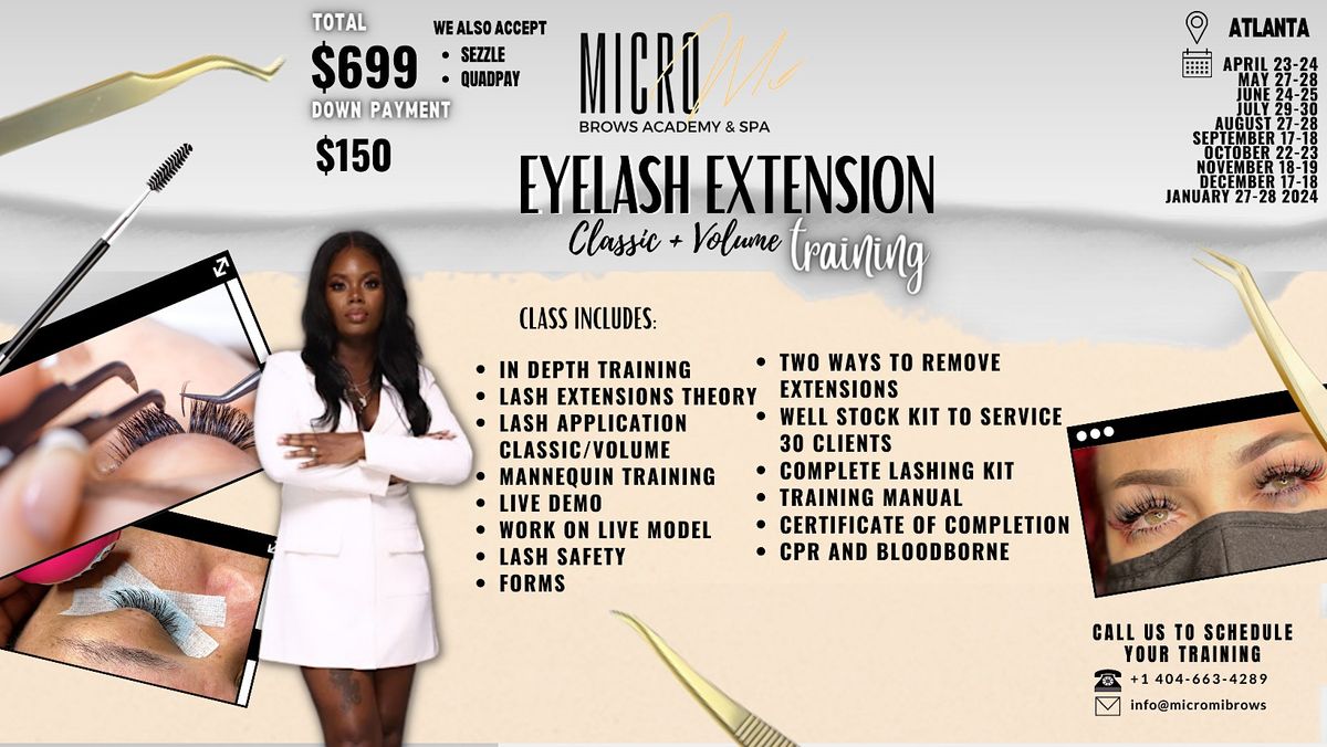 CLASSIC+VOLUME EYELASH EXTENSION COURSE, MicromiBrows, Decatur, 24 ...