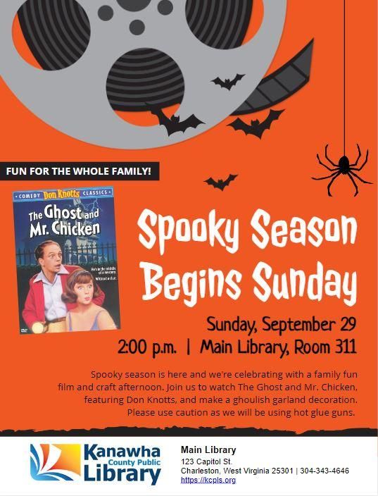 Spooky Season Begins Sunday - Main Library Room 311C