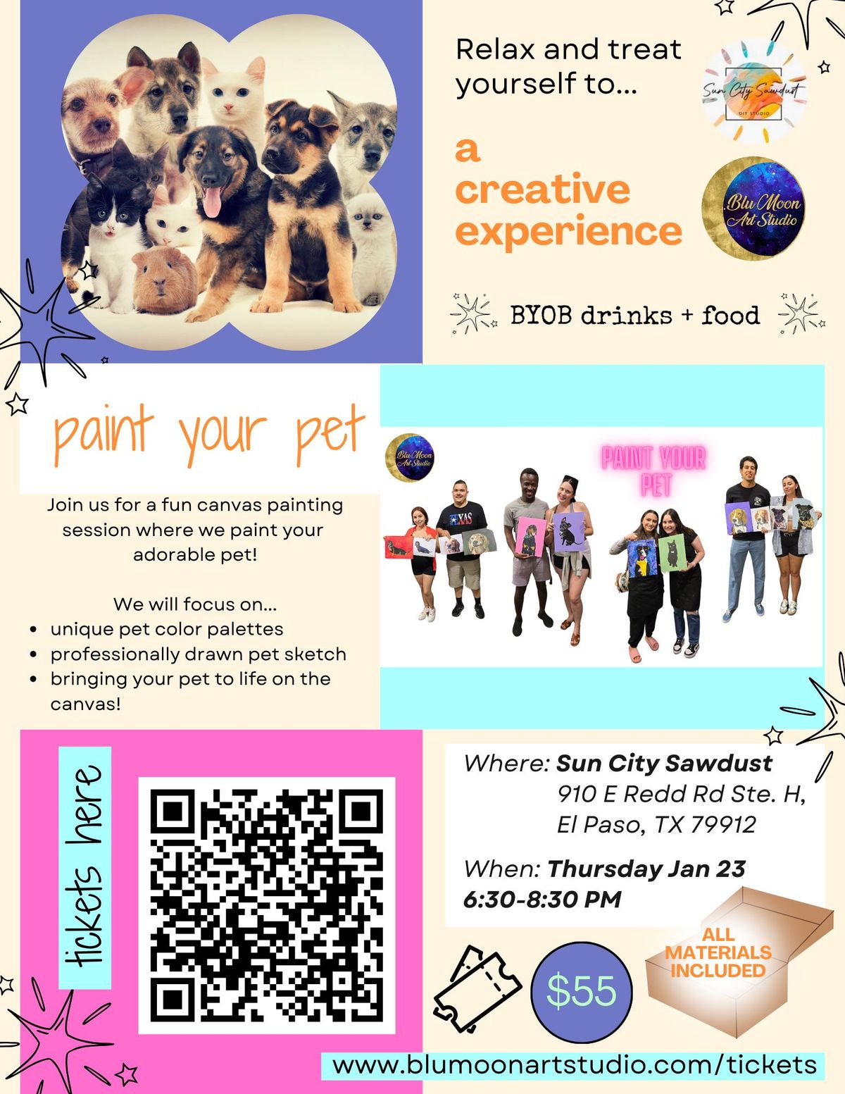 Paint You Pet Canvas Paint and Sip @ Sun City Sawdust