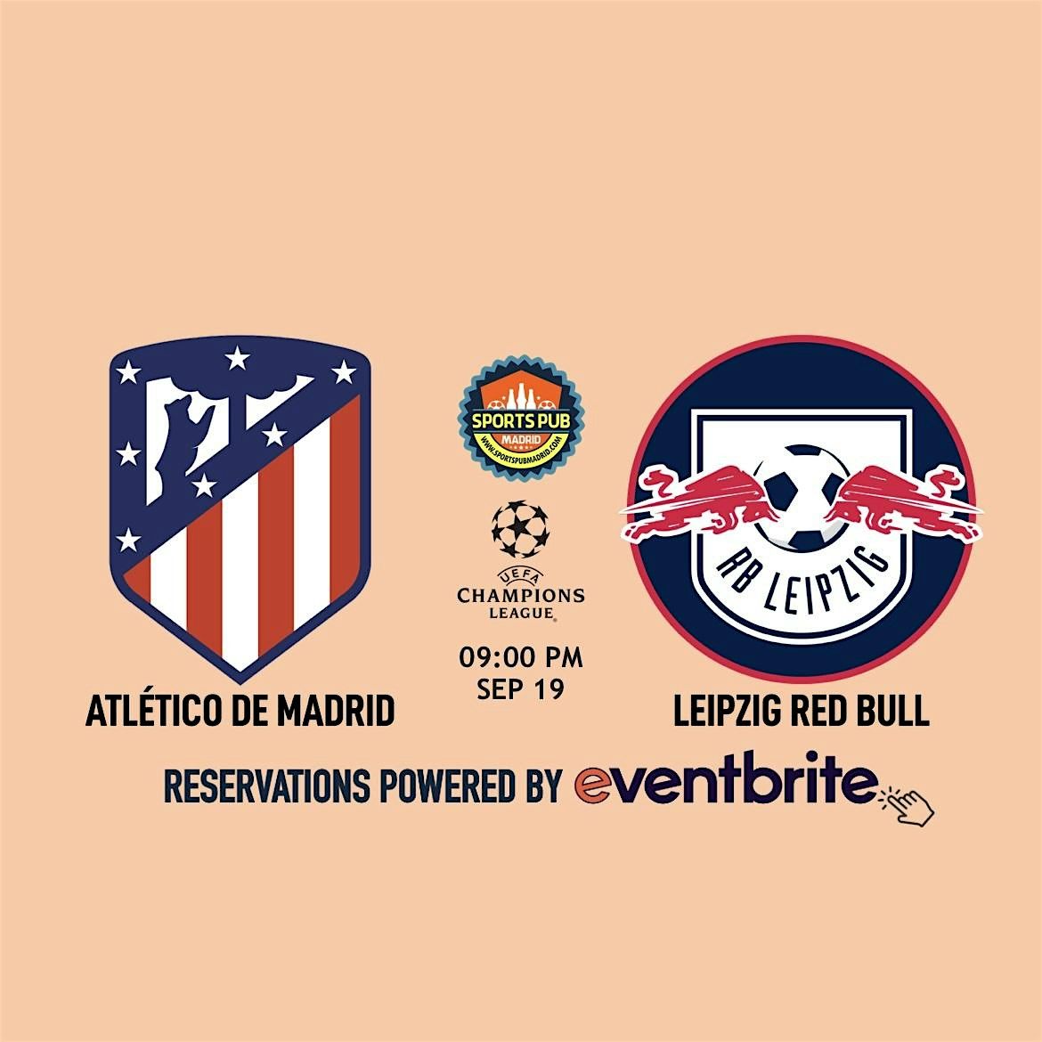 Atletico Madrid v Leipzig | Champions League - Malasa\u00f1a | Sports Pub Madrid