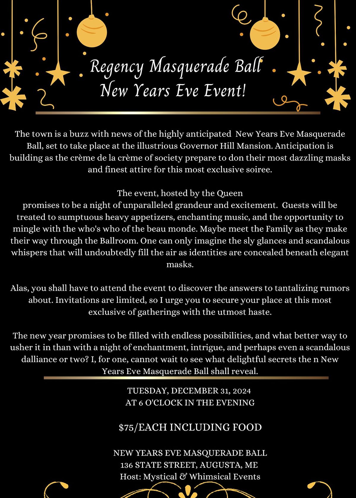 New Years Eve Masquerade Ball