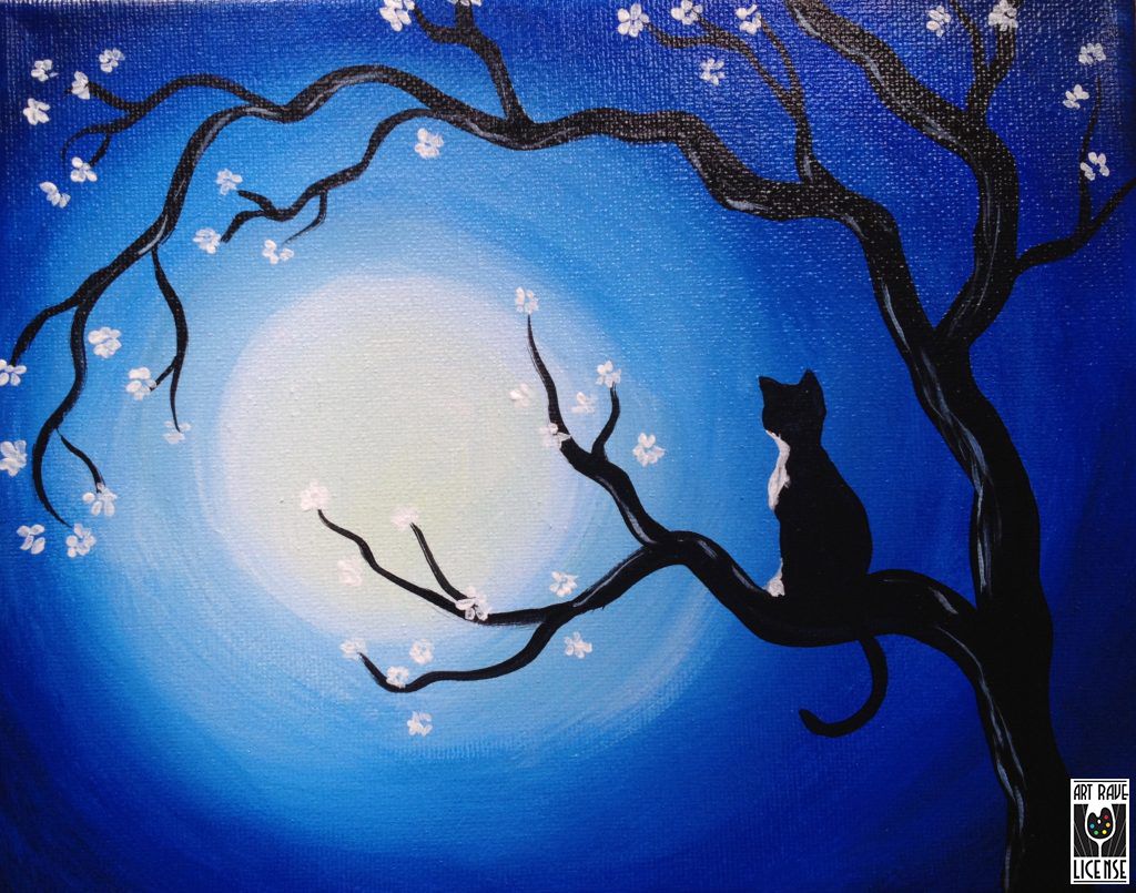 Cat Moon Canvas Paint and Sip