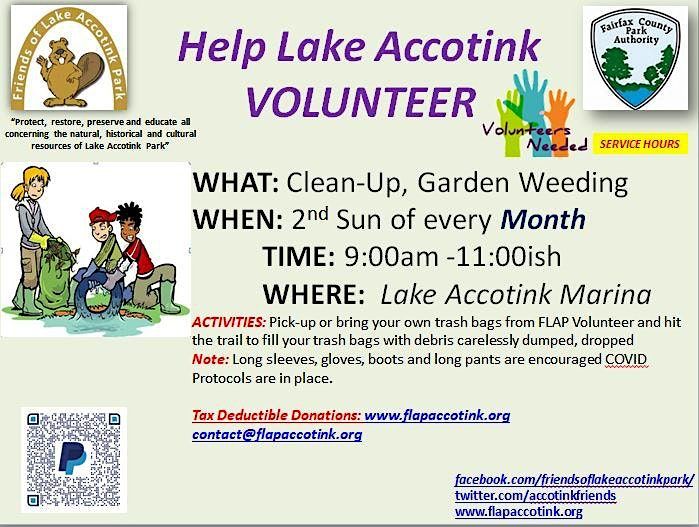 Lake Accotink Park Monthly  Clean-Up