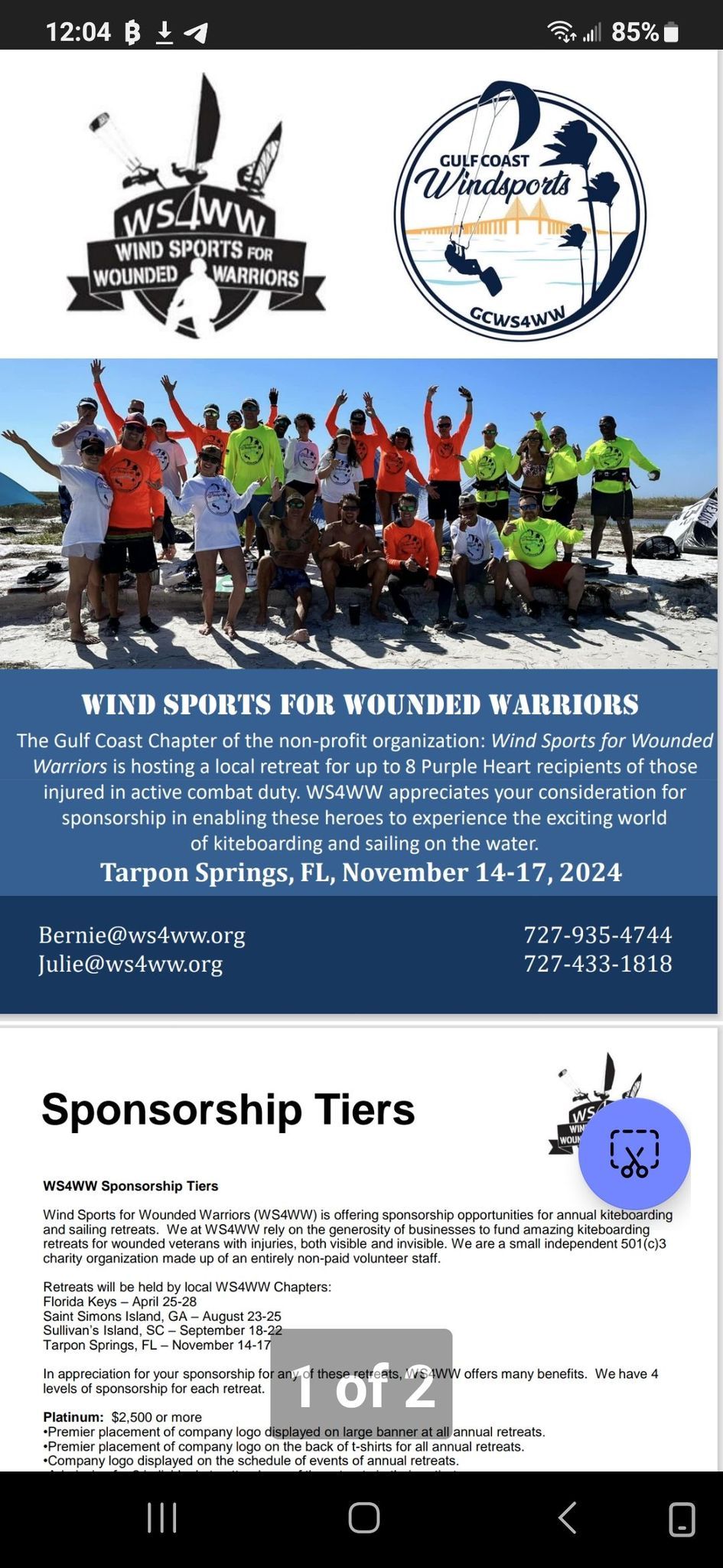 Wind Sports for Wounded Warriors Retreat